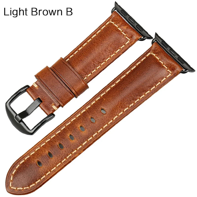 Vintage Bracelet Cow Leather Band For Apple Watch 45mm 44mm 40mm 41mm Series 9 8 7 6 SE 5 4 For iWatch Apple Watch Strap