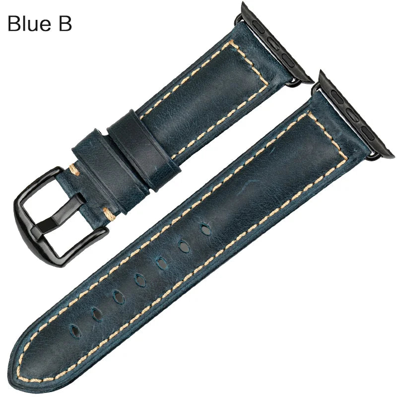 Vintage Bracelet Cow Leather Band For Apple Watch 45mm 44mm 40mm 41mm Series 9 8 7 6 SE 5 4 For iWatch Apple Watch Strap