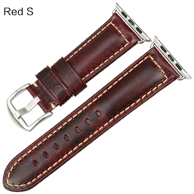 Vintage Bracelet Cow Leather Band For Apple Watch 45mm 44mm 40mm 41mm Series 9 8 7 6 SE 5 4 For iWatch Apple Watch Strap