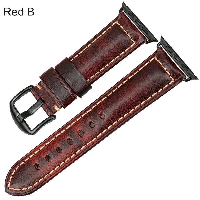 Vintage Bracelet Cow Leather Band For Apple Watch 45mm 44mm 40mm 41mm Series 9 8 7 6 SE 5 4 For iWatch Apple Watch Strap