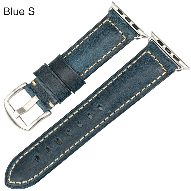 Vintage Bracelet Cow Leather Band For Apple Watch 45mm 44mm 40mm 41mm Series 9 8 7 6 SE 5 4 For iWatch Apple Watch Strap