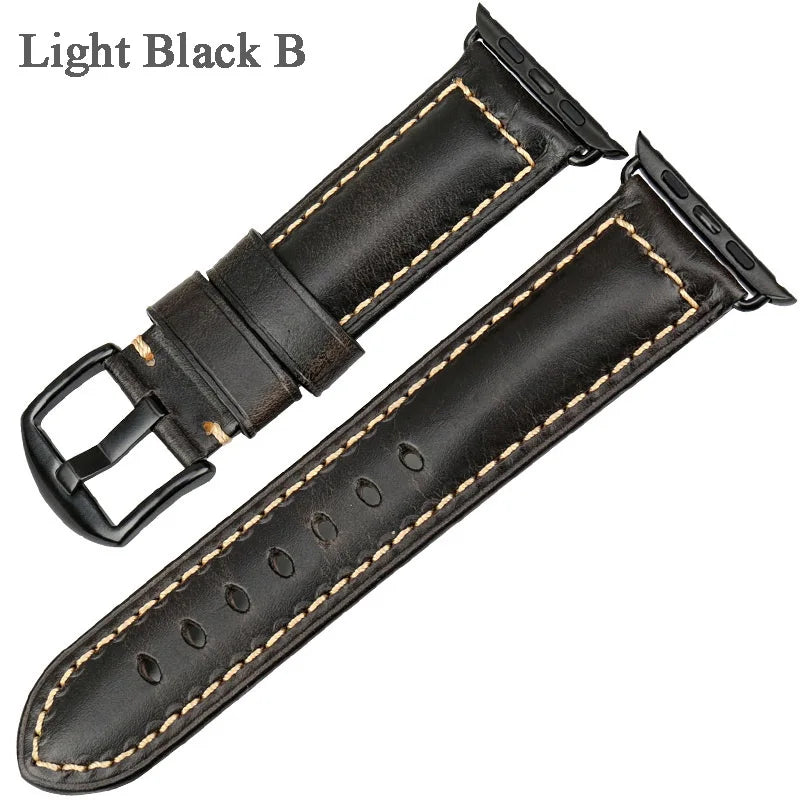 Vintage Bracelet Cow Leather Band For Apple Watch 45mm 44mm 40mm 41mm Series 9 8 7 6 SE 5 4 For iWatch Apple Watch Strap