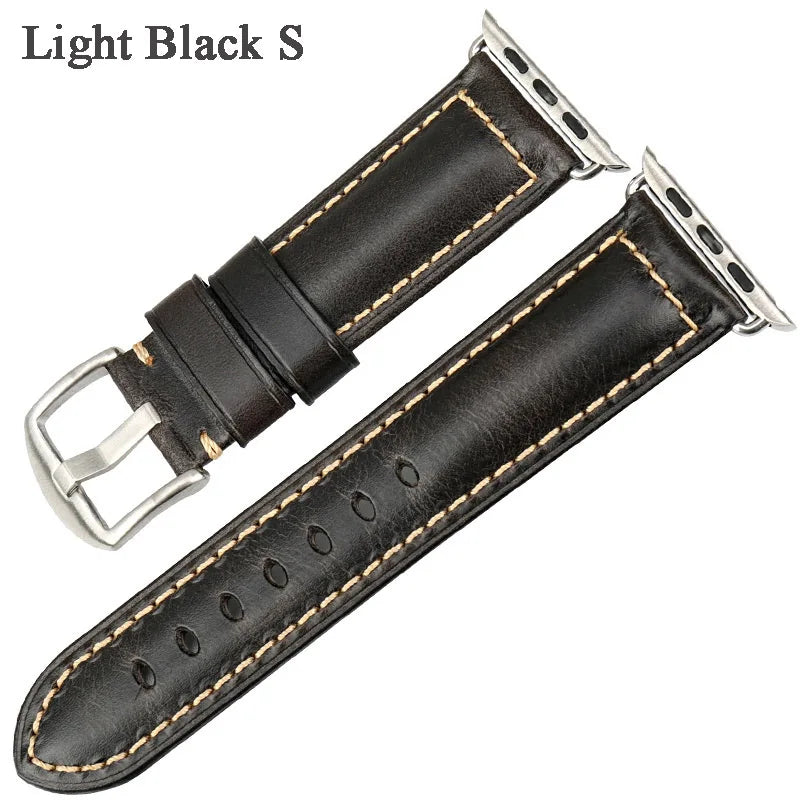 Vintage Bracelet Cow Leather Band For Apple Watch 45mm 44mm 40mm 41mm Series 9 8 7 6 SE 5 4 For iWatch Apple Watch Strap