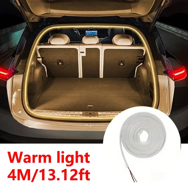 Car high brightness trunk lighting ambient light interior decoration LED wiring free automatic sensing tailgate light strip