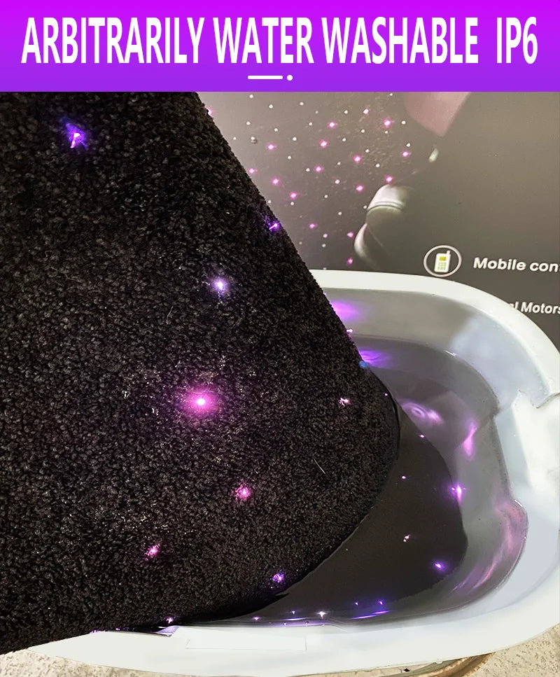 Kevanly RGB Fiber Optic Twinkle Stars Car Mats WaterProof Star Light USB Car LED Rugs APP Control Decoration Atmosphere Light
