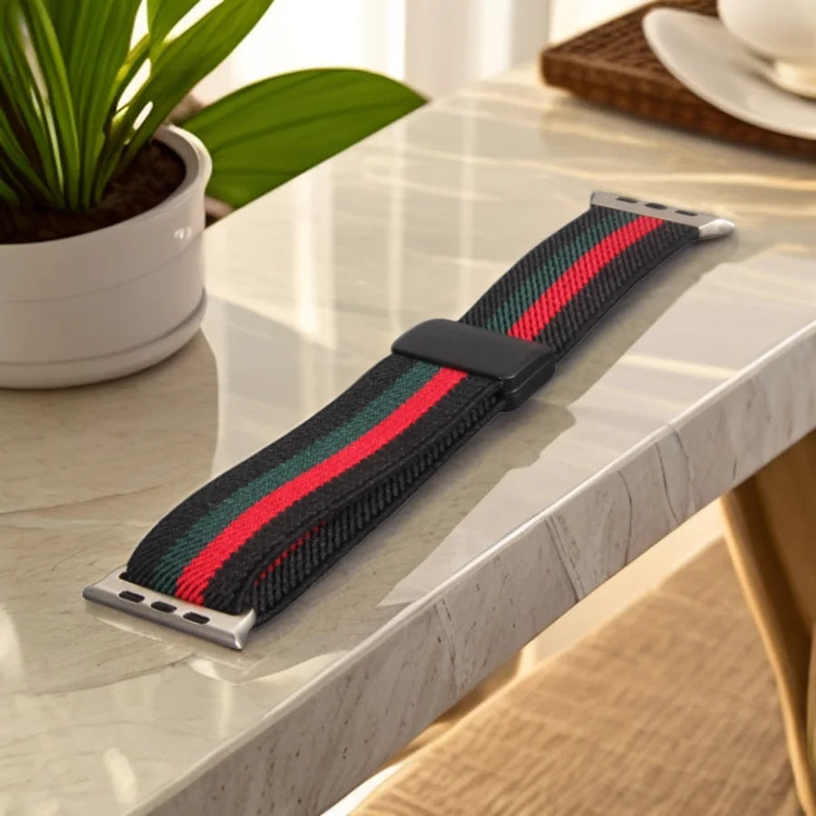 Elastic Loop For Apple Watch Band 45mm 44mm49mm42mm 41mm40mm38mm Magnetic Buckle Nylon Loop for Apple Watch Strap Series9 8 7 6