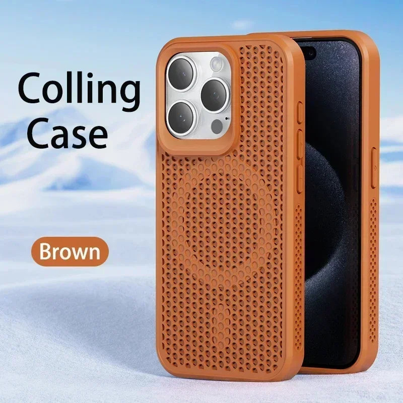Cooling Heat Dissipation Phone Case For iPhone 17 18 16 15 14 13 12 11 Pro Max Breathable Hard Back Magnetic Cover For Magsafe