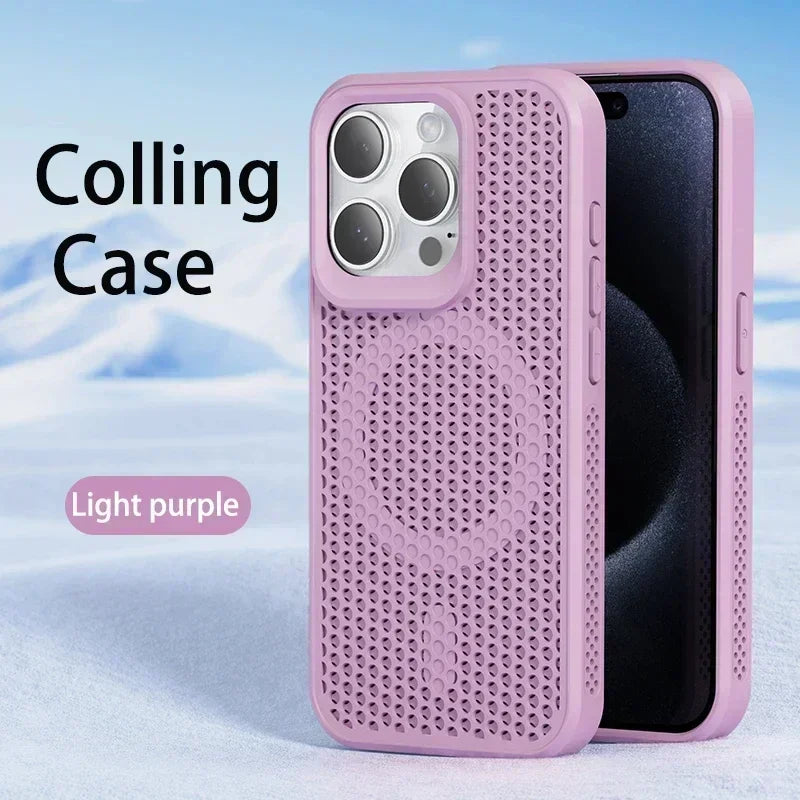 Cooling Heat Dissipation Phone Case For iPhone 17 18 16 15 14 13 12 11 Pro Max Breathable Hard Back Magnetic Cover For Magsafe