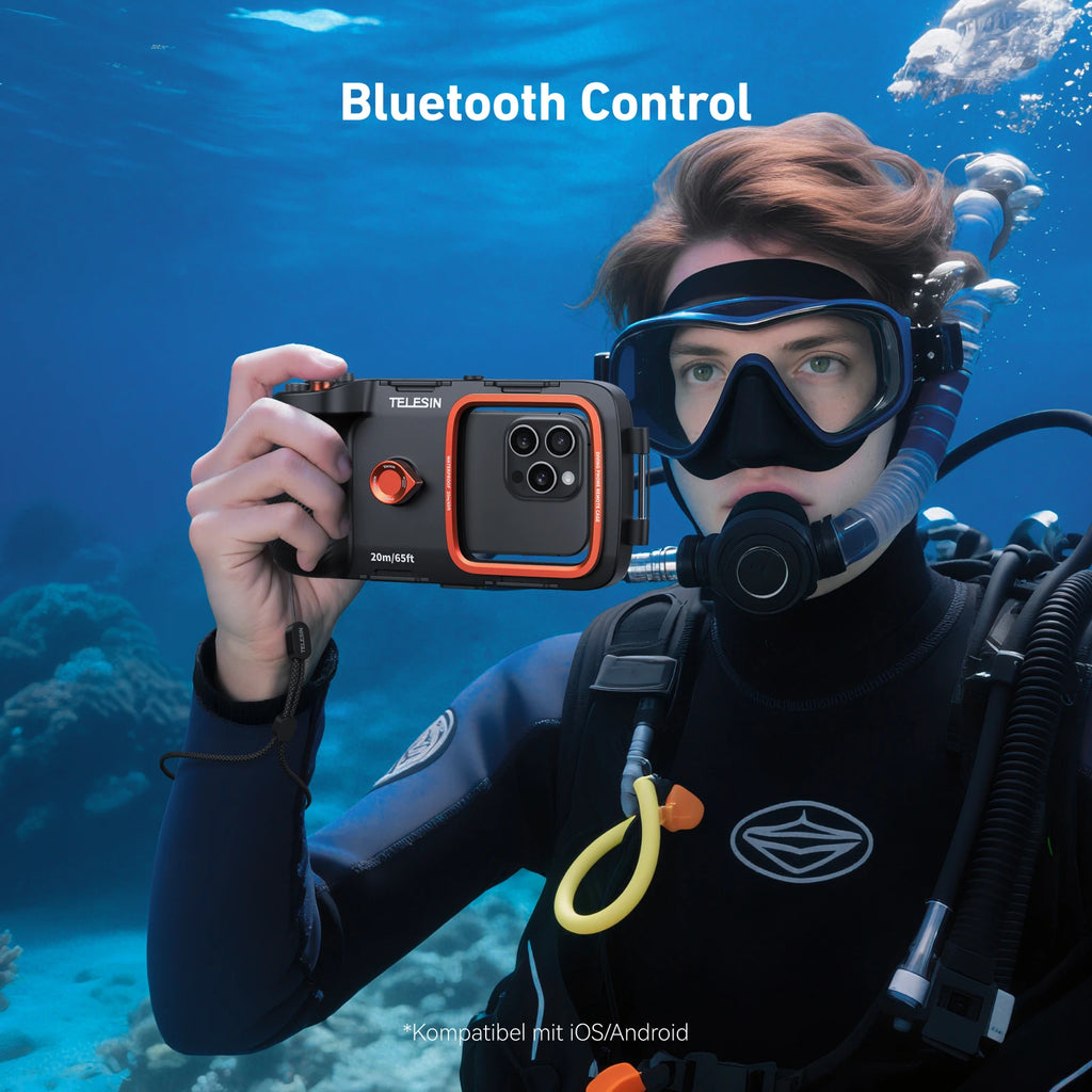 TELESIN Diving Waterproof Phone Case Universal Phone Camera Shoot Hand Grip Holder Shooting Aid Remote Control Handle