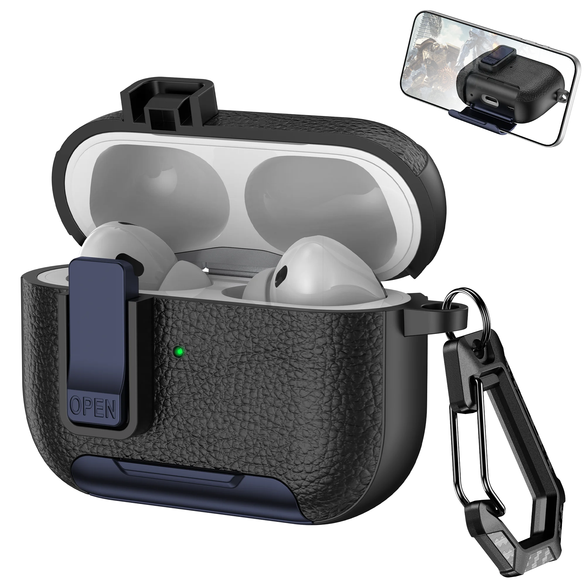 Phone Holder cortex Case For AirPods Pro 3  Bluetooth headset Cover For AirPods Pro 2 or AirPods 1 2 3 4 Pro Case With Hook