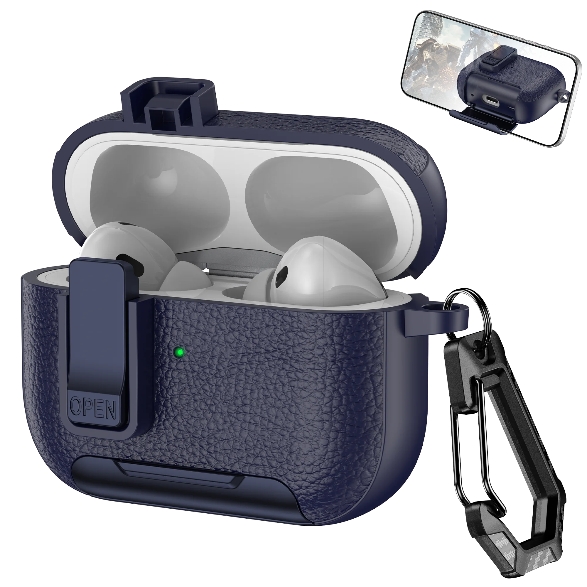 Phone Holder cortex Case For AirPods Pro 3  Bluetooth headset Cover For AirPods Pro 2 or AirPods 1 2 3 4 Pro Case With Hook