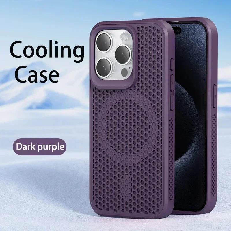 Cooling Heat Dissipation Phone Case For iPhone 17 18 16 15 14 13 12 11 Pro Max Breathable Hard Back Magnetic Cover For Magsafe