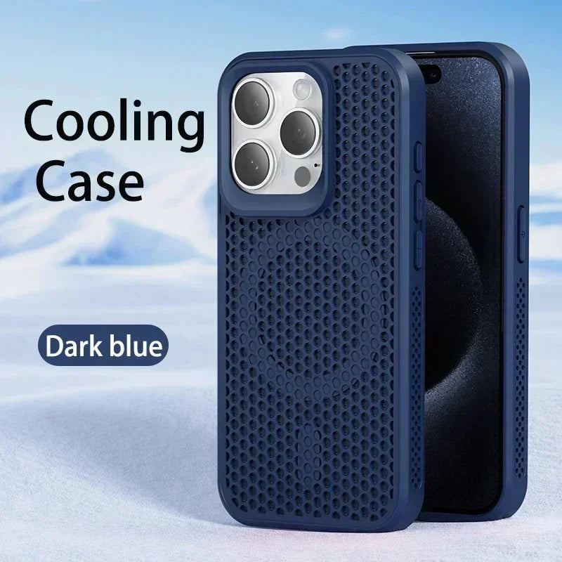 Cooling Heat Dissipation Phone Case For iPhone 17 18 16 15 14 13 12 11 Pro Max Breathable Hard Back Magnetic Cover For Magsafe