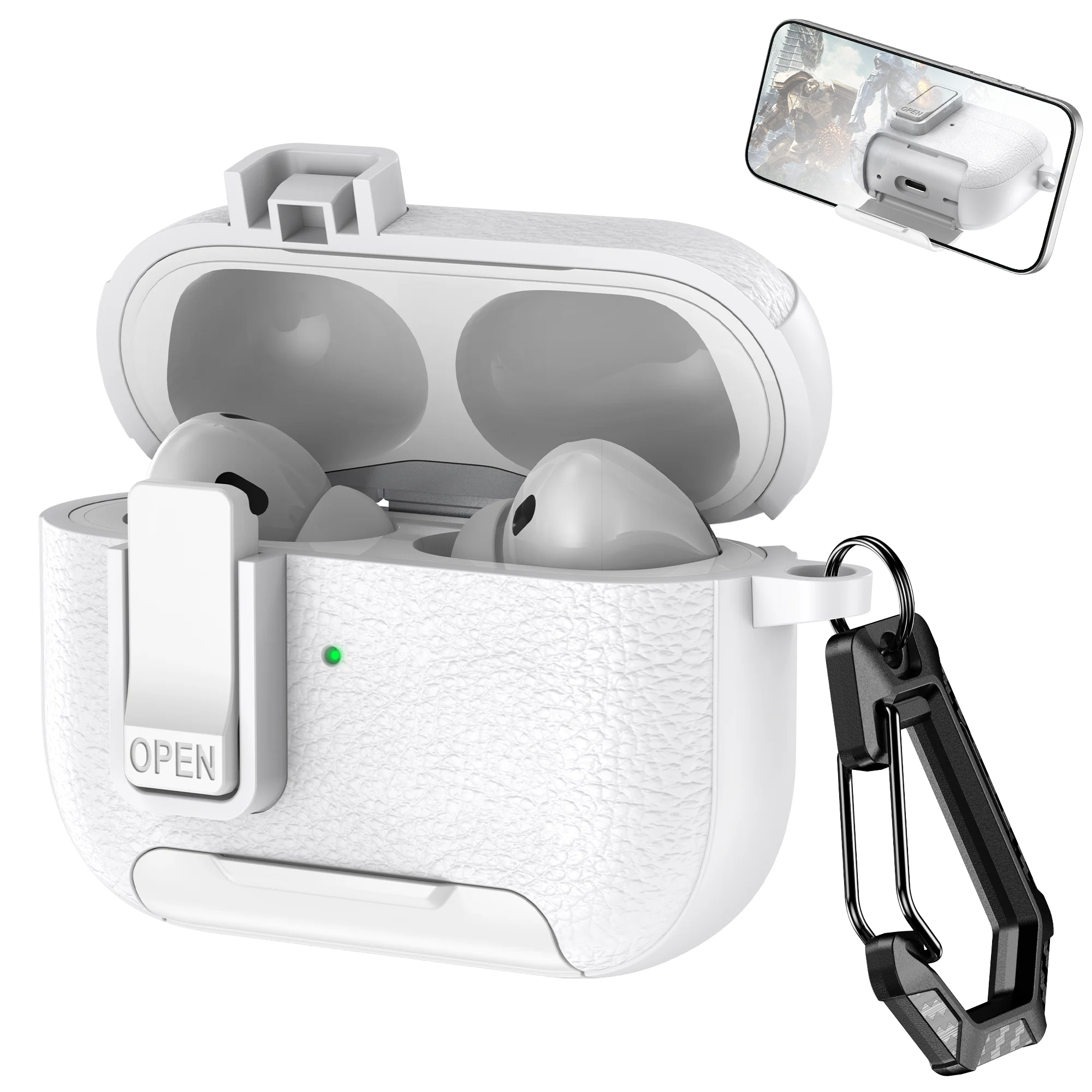 Phone Holder cortex Case For AirPods Pro 3  Bluetooth headset Cover For AirPods Pro 2 or AirPods 1 2 3 4 Pro Case With Hook
