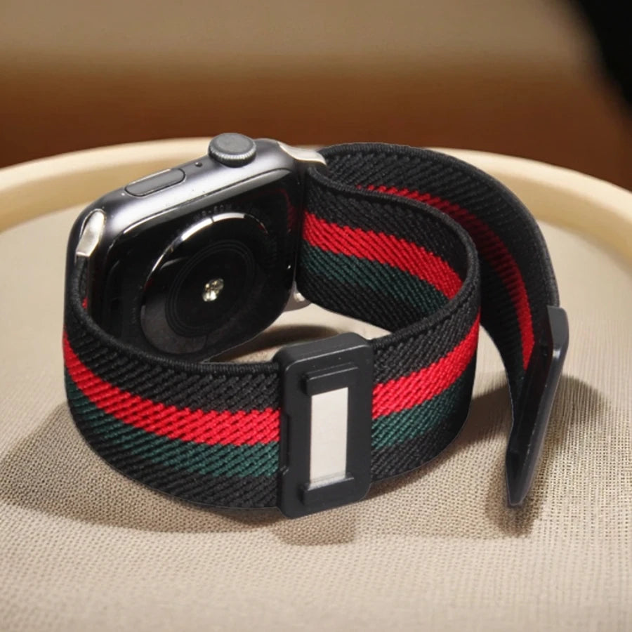 Elastic Loop For Apple Watch Band 45mm 44mm49mm42mm 41mm40mm38mm Magnetic Buckle Nylon Loop for Apple Watch Strap Series9 8 7 6