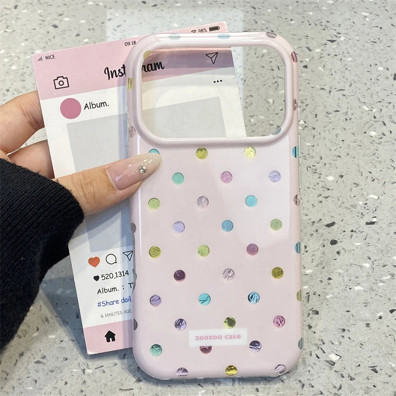 INS Korean Colorful Point Phone Case For Iphone 17 17Pro 17ProMax 16Pro 13 14 15 16 Pro Max 15Pro 14ProMax Phone Cover Fundas