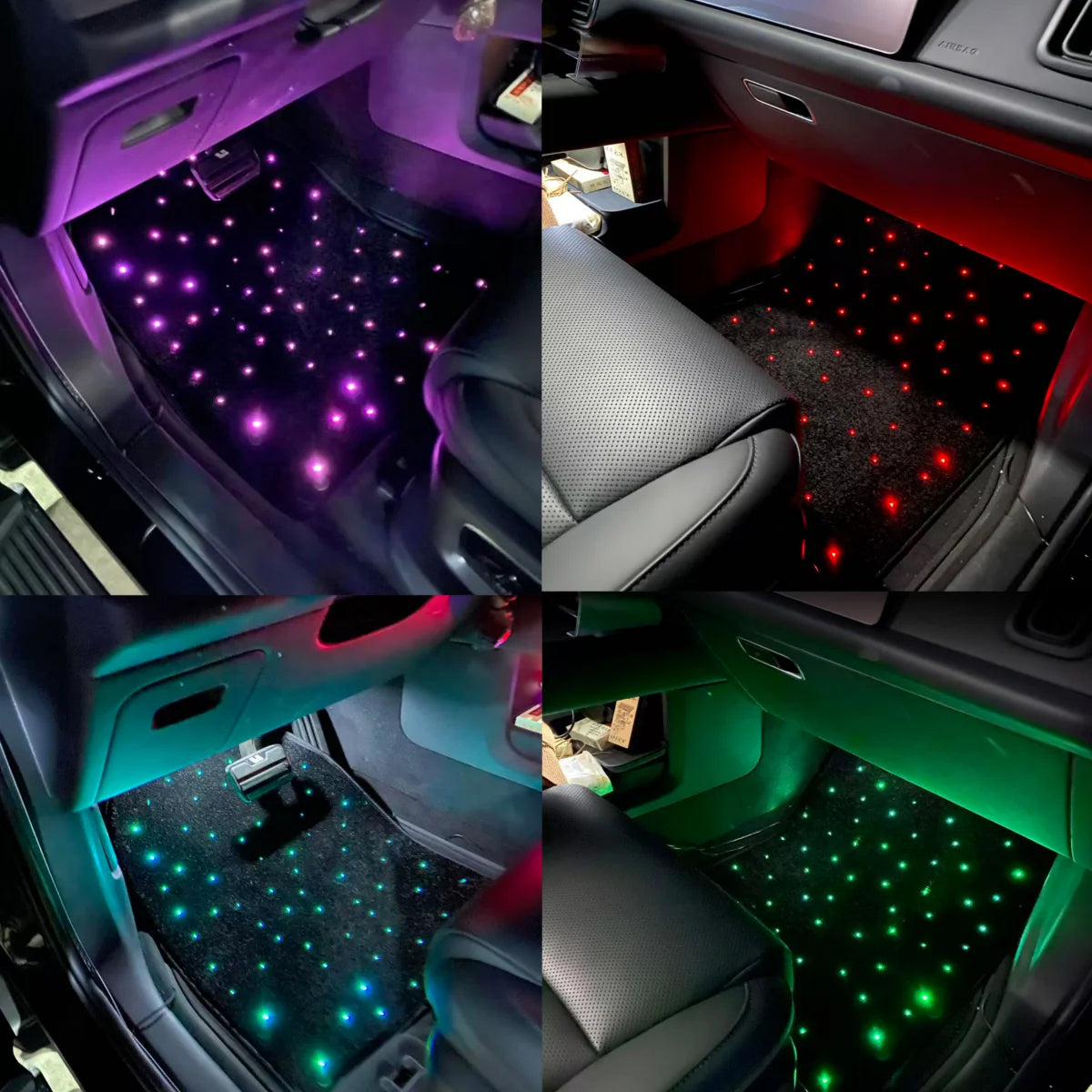 Kevanly RGB Fiber Optic Twinkle Stars Car Mats WaterProof Star Light USB Car LED Rugs APP Control Decoration Atmosphere Light