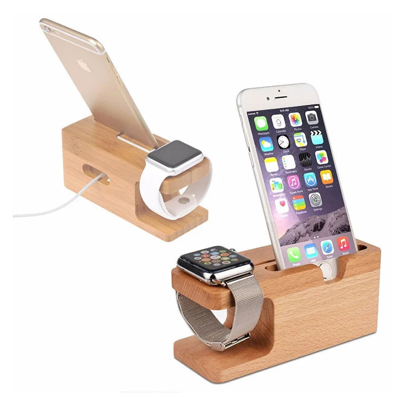 Charging Dock for Apple Watch Phone Stand Station Wood Base Charger Holder for Apple Watch IWatch IPhone Bamboo