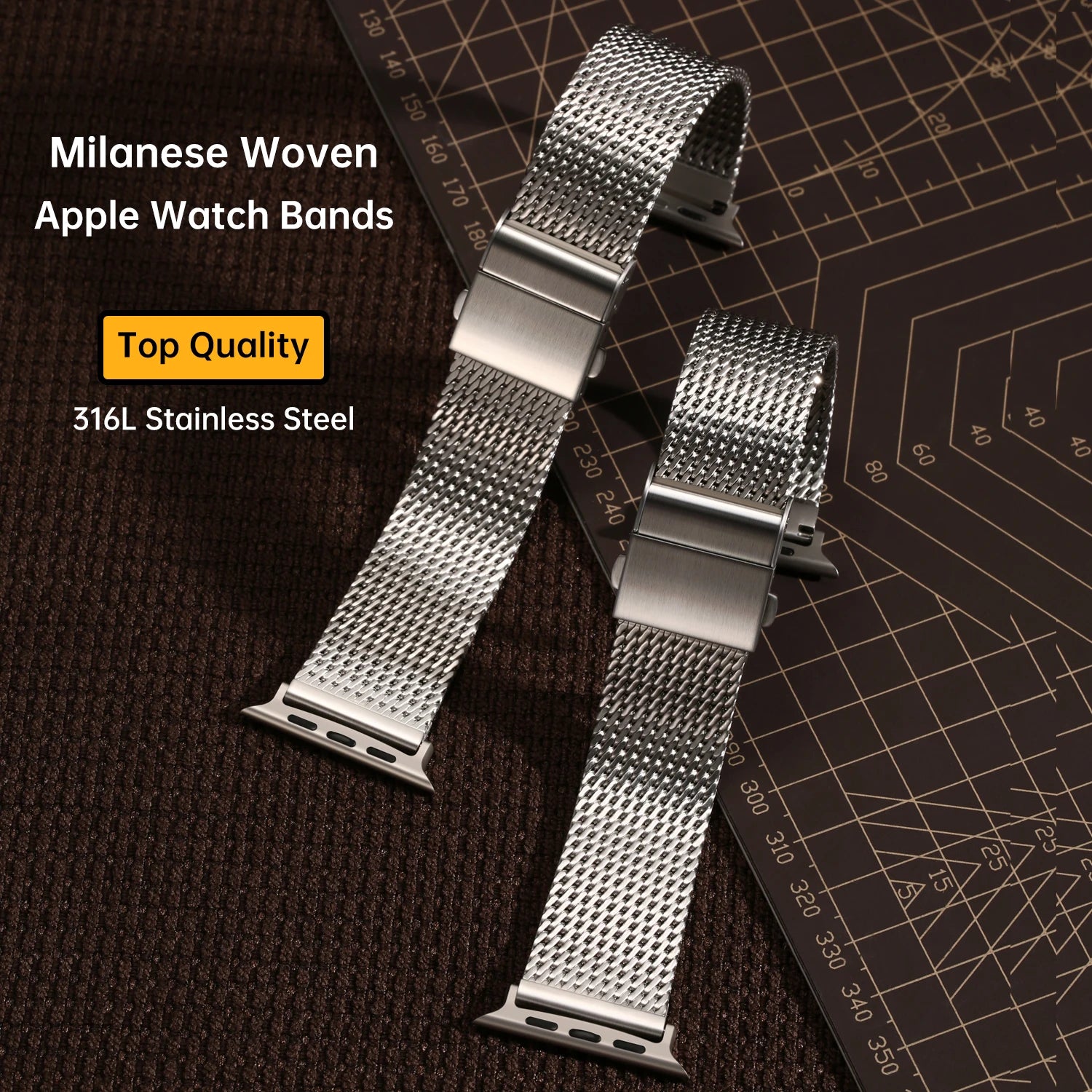 luxury Apple Watch Ultra 2 Strap 49mm, 316L Stainless Steel Milanese Mesh Band, For Apple Watch 45mm 44mm 41mm 40mm Bracelet