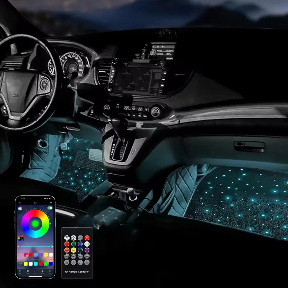 Starlight Car Mat Car Full Starlight carpet Starlight foot mat change color belt app Remote Control Light Effect LED Rugs 12V