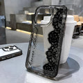 Black Lace Phone Case for iPhone 17 Pro Case 15 14 Pro Max 16 12 Shockproof Transparent Bumper Back Cover 17 Air 16 15 14 Plus