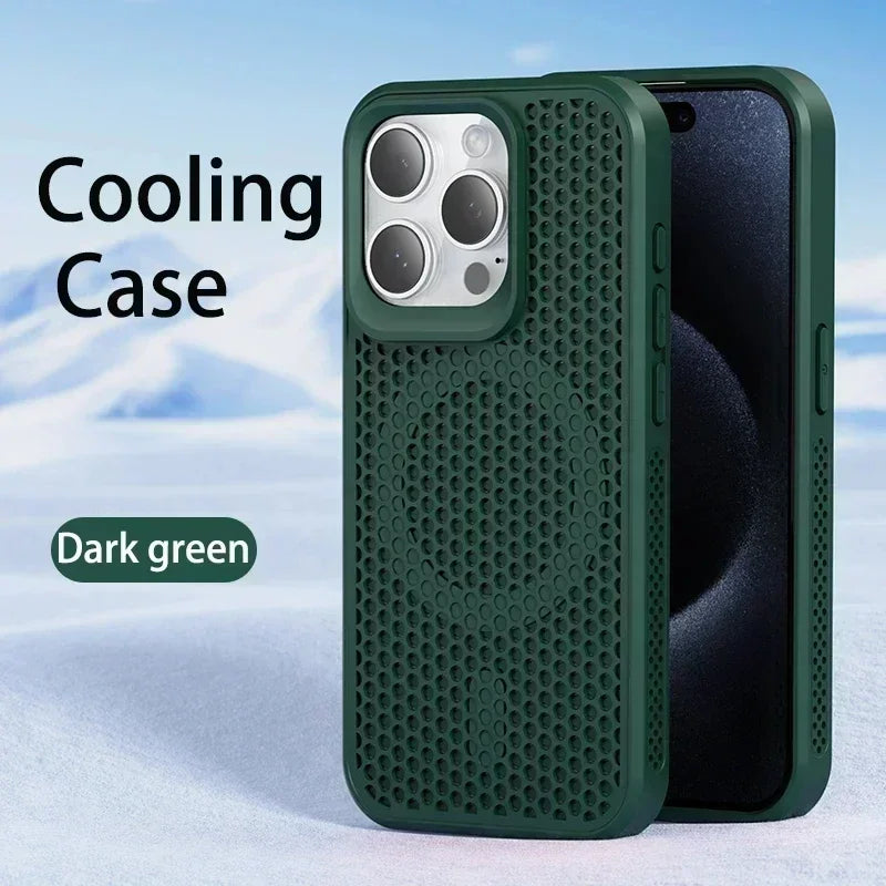 Cooling Heat Dissipation Phone Case For iPhone 17 18 16 15 14 13 12 11 Pro Max Breathable Hard Back Magnetic Cover For Magsafe