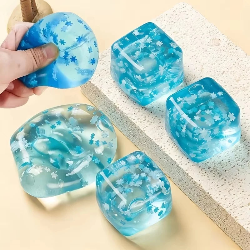 3/4.5/5.5CM Squishy Snowflake Ice Cubes Slow Rising Sensory Fidget Toy Soft Ice Cubes Stress Relief Squeeze Toy Hand Exercise