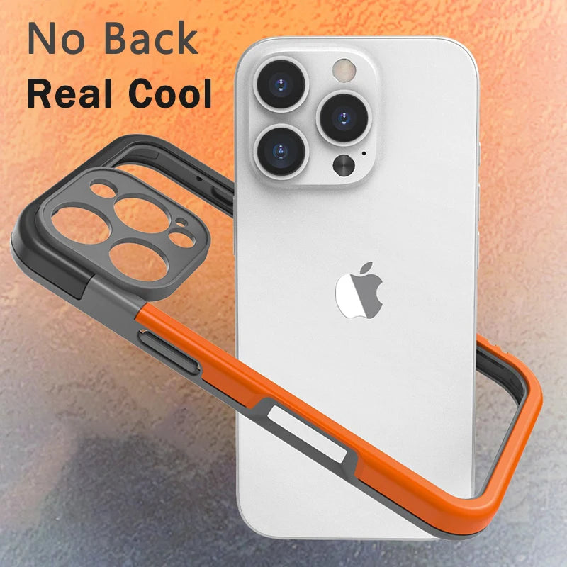 Shockproof Soft Silicone Frame Phone Case for iPhone 17 Pro Max 13 14 15 16 Plus NoBack Heat Dissipation Protection Bumper Cover