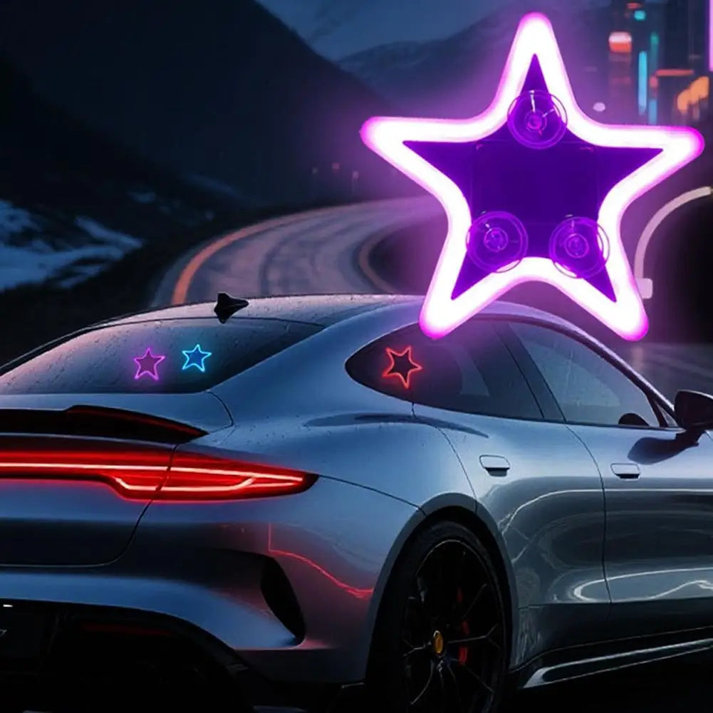 Solar Powered Solar Car Window Lights Car Accessories Star Shaped Wireless Star Car Lights Auto On Off Car Atmosphere Lights