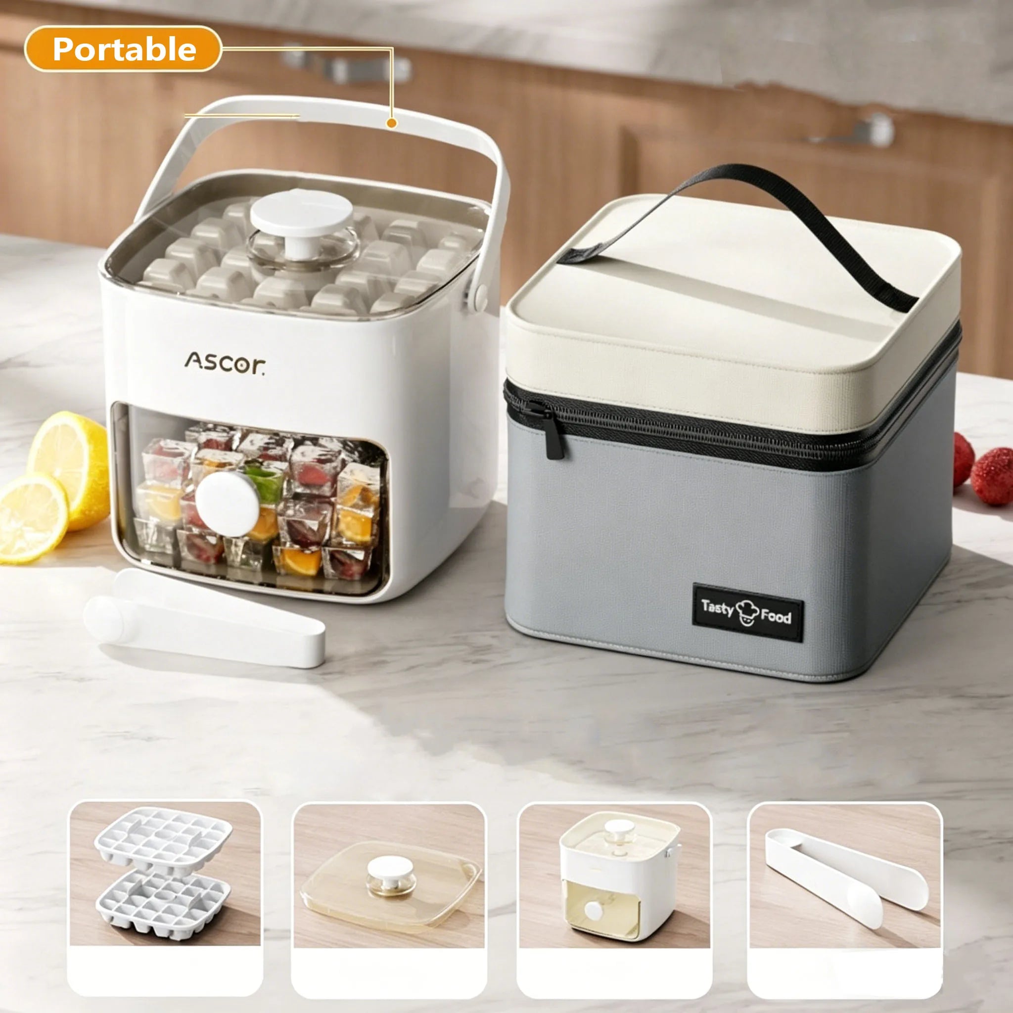 Double Layer Ice Cube Maker Press Ice Ball Mold Ice Tray with Storage Box Refrigerator Homemade DIY Ice Maker for Home Kitchen