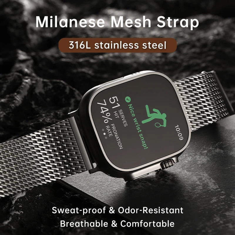 luxury Apple Watch Ultra 2 Strap 49mm, 316L Stainless Steel Milanese Mesh Band, For Apple Watch 45mm 44mm 41mm 40mm Bracelet