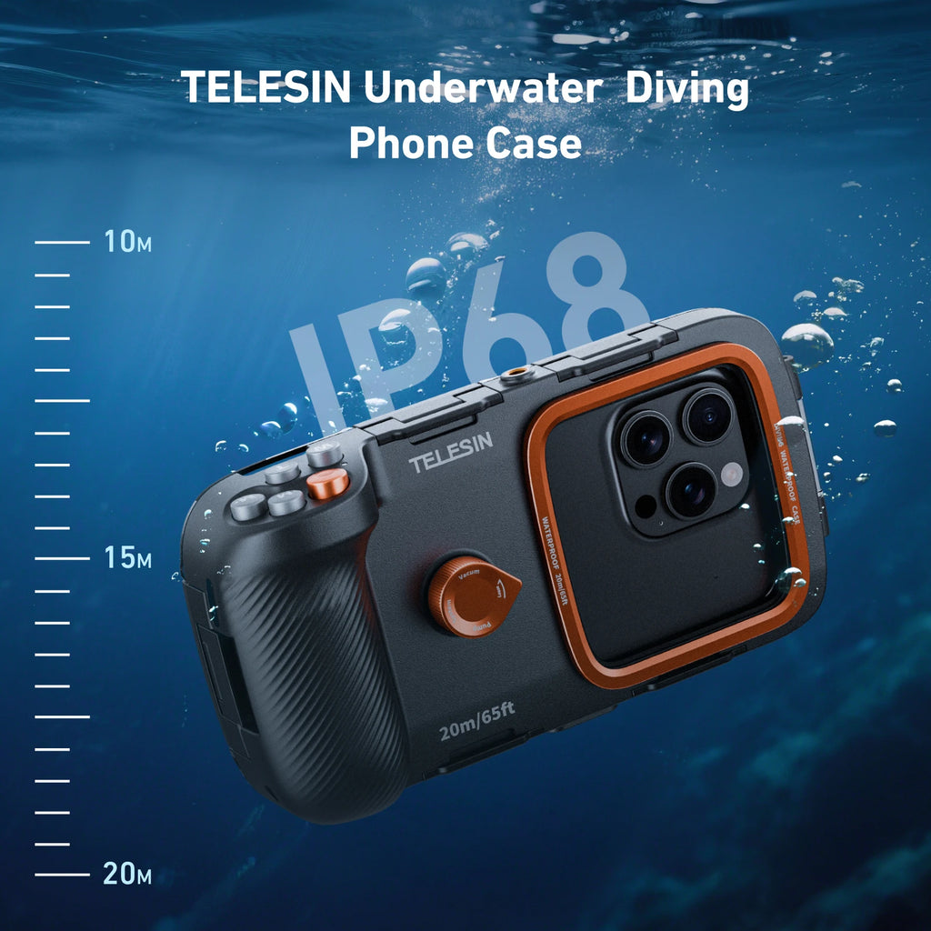 TELESIN Diving Waterproof Phone Case Universal Phone Camera Shoot Hand Grip Holder Shooting Aid Remote Control Handle