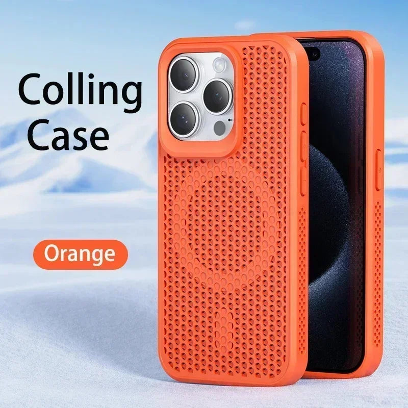 Cooling Heat Dissipation Phone Case For iPhone 17 18 16 15 14 13 12 11 Pro Max Breathable Hard Back Magnetic Cover For Magsafe