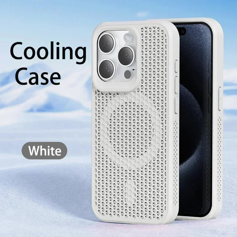 Cooling Heat Dissipation Phone Case For iPhone 17 18 16 15 14 13 12 11 Pro Max Breathable Hard Back Magnetic Cover For Magsafe