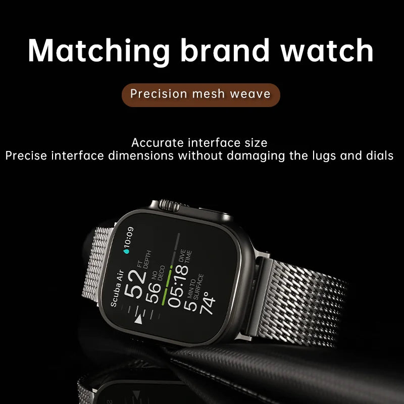 luxury Apple Watch Ultra 2 Strap 49mm, 316L Stainless Steel Milanese Mesh Band, For Apple Watch 45mm 44mm 41mm 40mm Bracelet