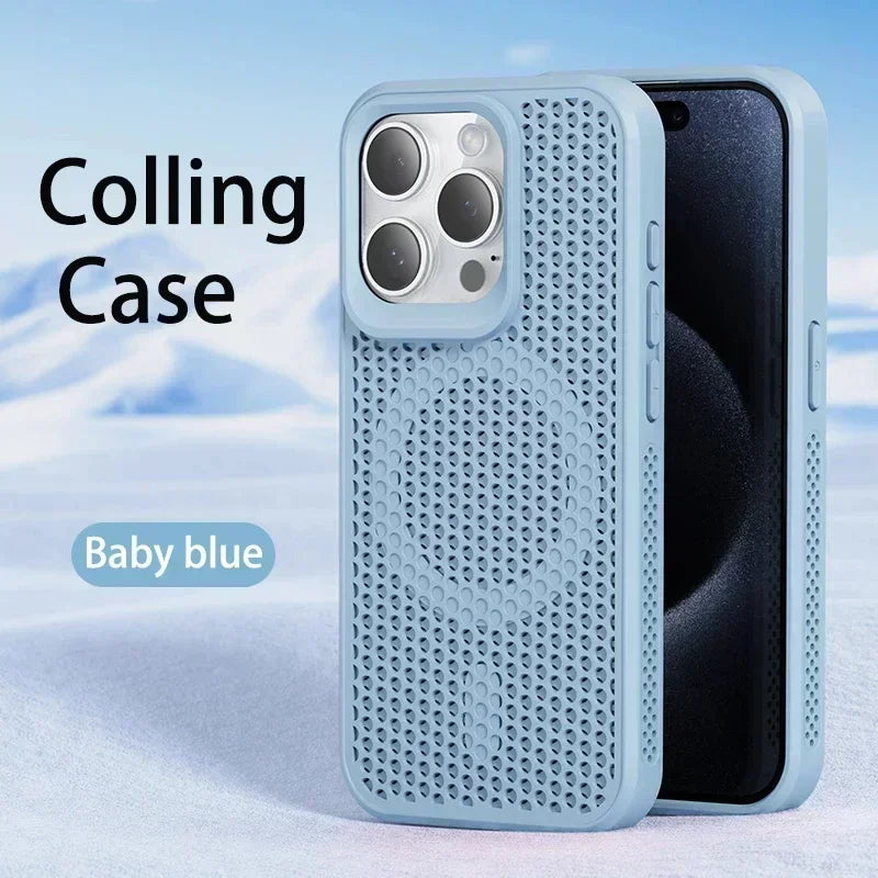 Cooling Heat Dissipation Phone Case For iPhone 17 18 16 15 14 13 12 11 Pro Max Breathable Hard Back Magnetic Cover For Magsafe