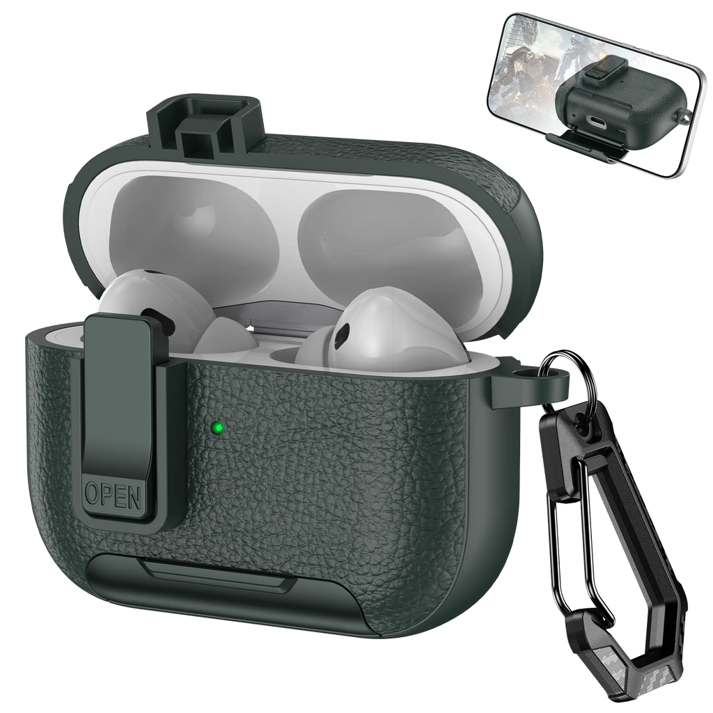 Phone Holder cortex Case For AirPods Pro 3  Bluetooth headset Cover For AirPods Pro 2 or AirPods 1 2 3 4 Pro Case With Hook