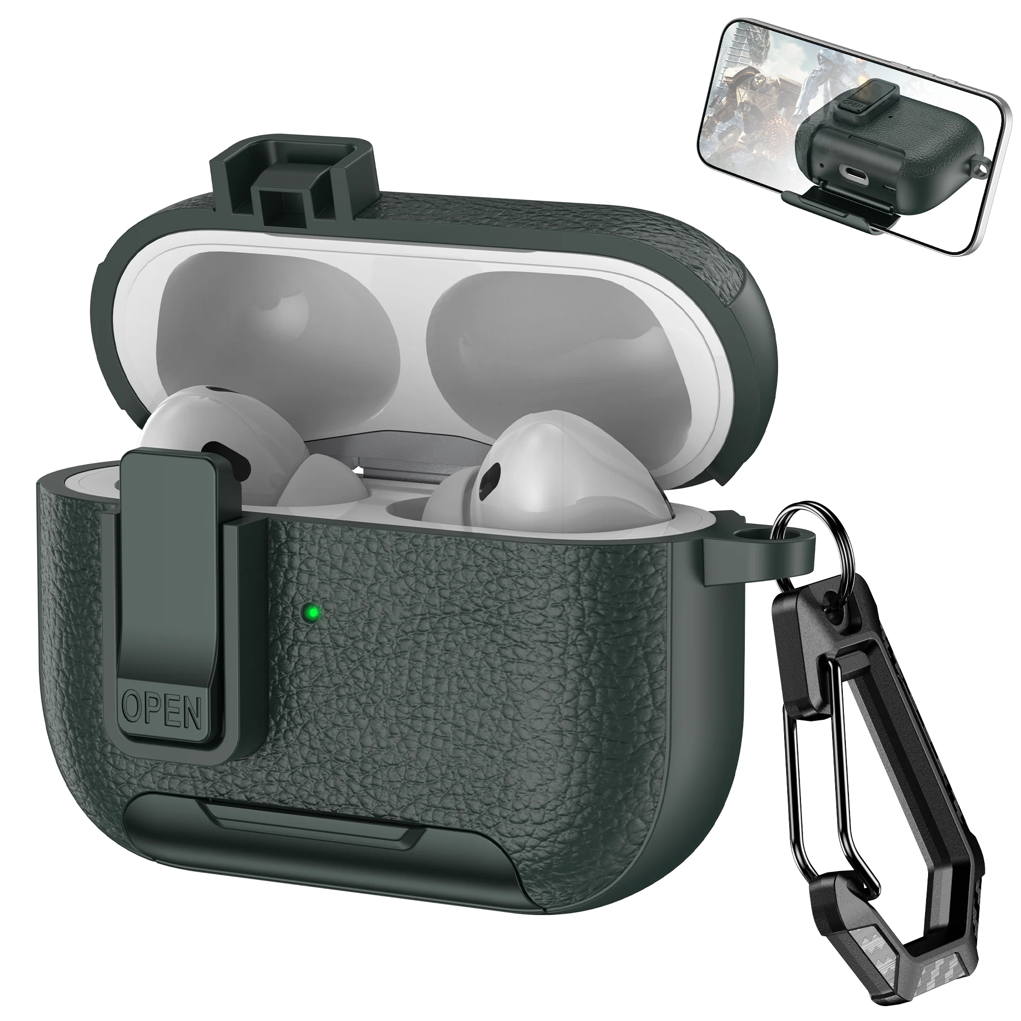 Phone Holder cortex Case For AirPods Pro 3  Bluetooth headset Cover For AirPods Pro 2 or AirPods 1 2 3 4 Pro Case With Hook