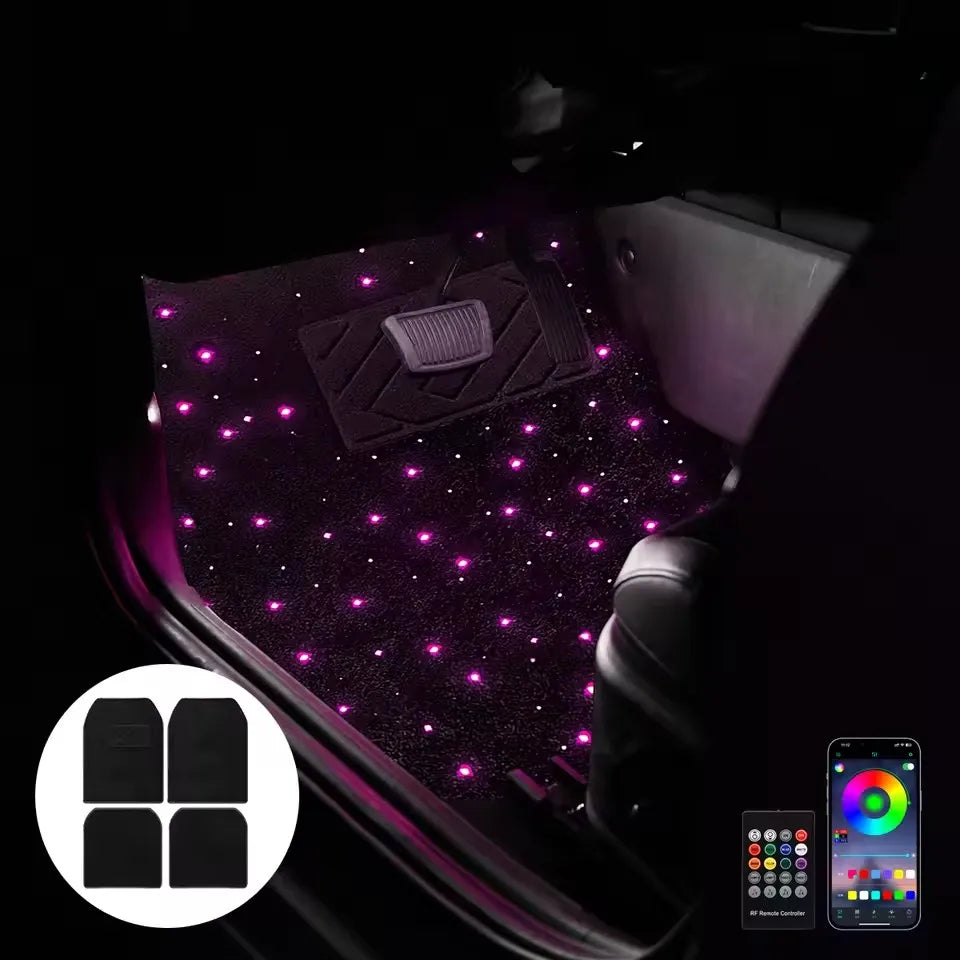 Starlight Car Mat Car Full Starlight carpet Starlight foot mat change color belt app Remote Control Light Effect LED Rugs 12V