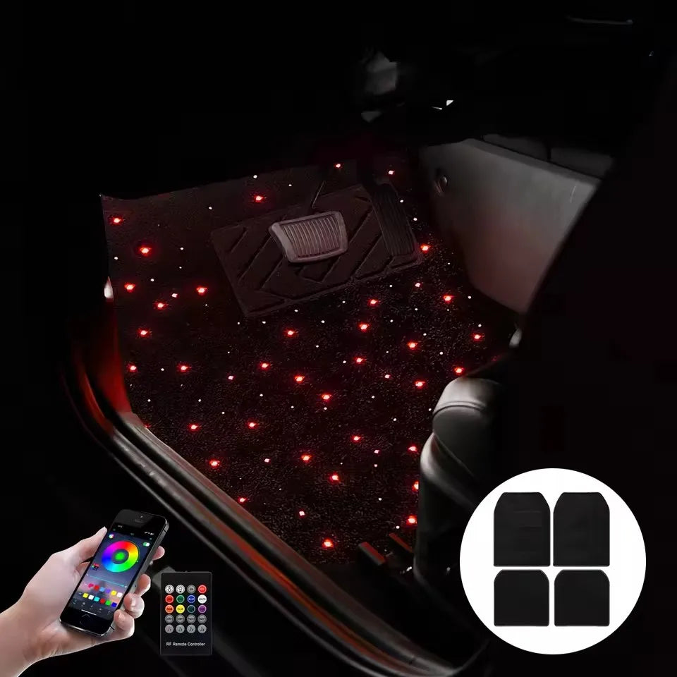 Starlight Car Mat Car Full Starlight carpet Starlight foot mat change color belt app Remote Control Light Effect LED Rugs 12V
