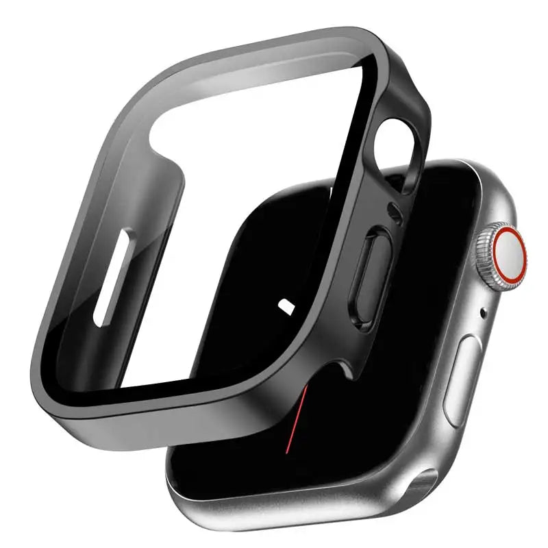 Glass+cover For Apple Watch case series 8 7 6 5 4 se 44mm 45mm 41mm 40mm PC Waterproof  Screen Protector apple watch Accessories