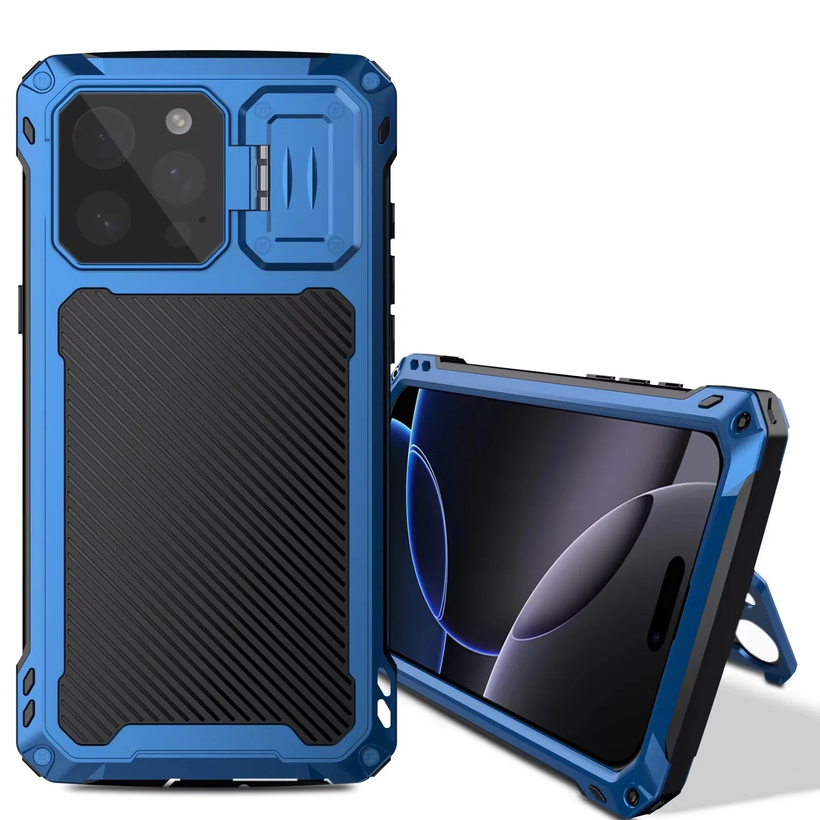 Built-in Magnetic Aluminum Metal Phone Case For iPhone 16 15 Plus 14 Pro Max Shockproof Heavy Duty Screen Lens Protection Cover