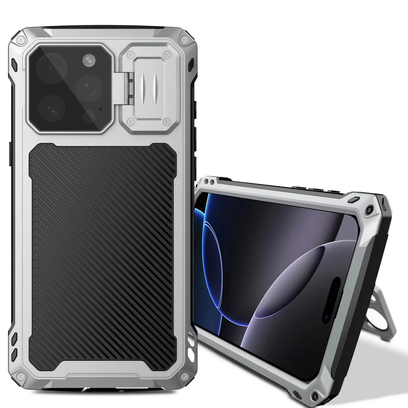 Built-in Magnetic Aluminum Metal Phone Case For iPhone 16 15 Plus 14 Pro Max Shockproof Heavy Duty Screen Lens Protection Cover