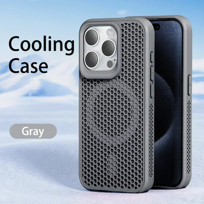 Cooling Heat Dissipation Phone Case For iPhone 17 18 16 15 14 13 12 11 Pro Max Breathable Hard Back Magnetic Cover For Magsafe