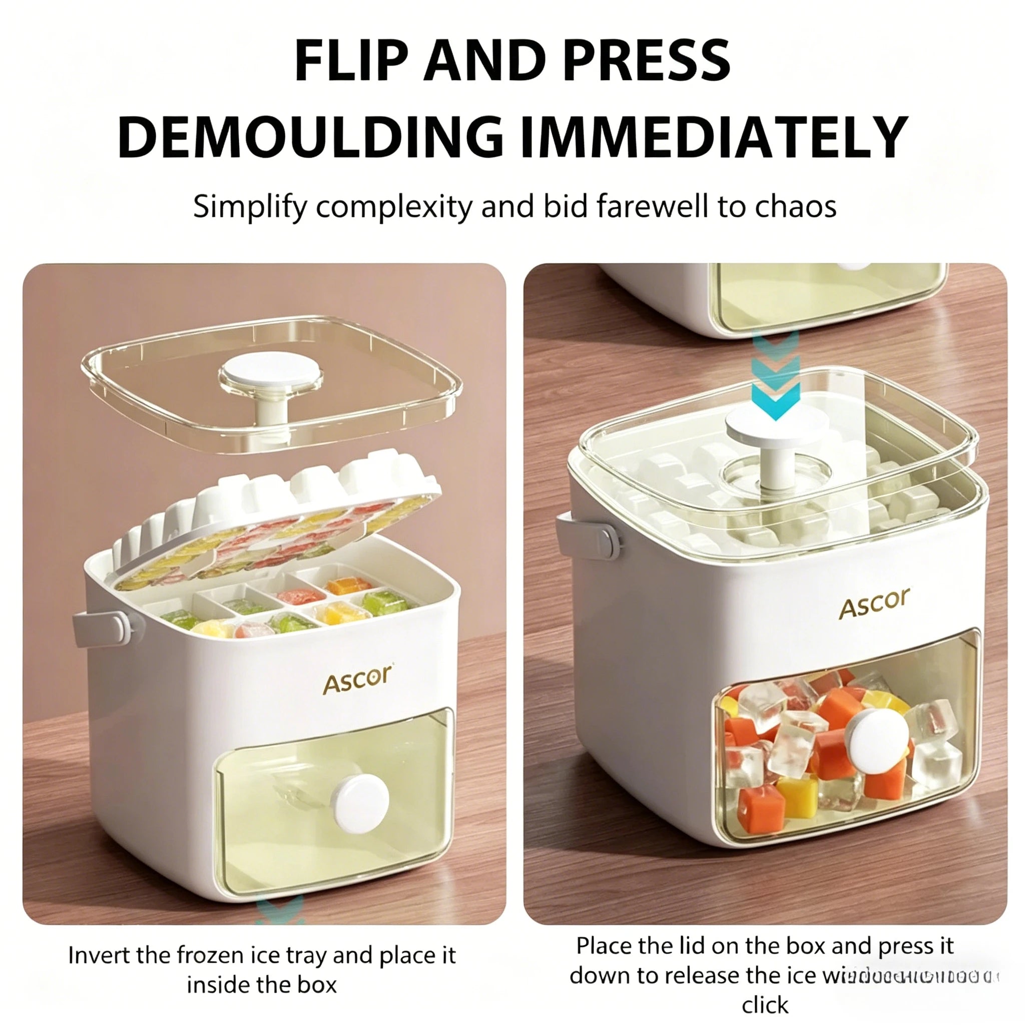 Double Layer Ice Cube Maker Press Ice Ball Mold Ice Tray with Storage Box Refrigerator Homemade DIY Ice Maker for Home Kitchen