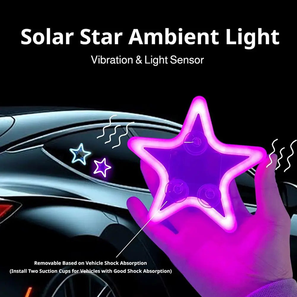 Solar Powered Solar Car Window Lights Car Accessories Star Shaped Wireless Star Car Lights Auto On Off Car Atmosphere Lights
