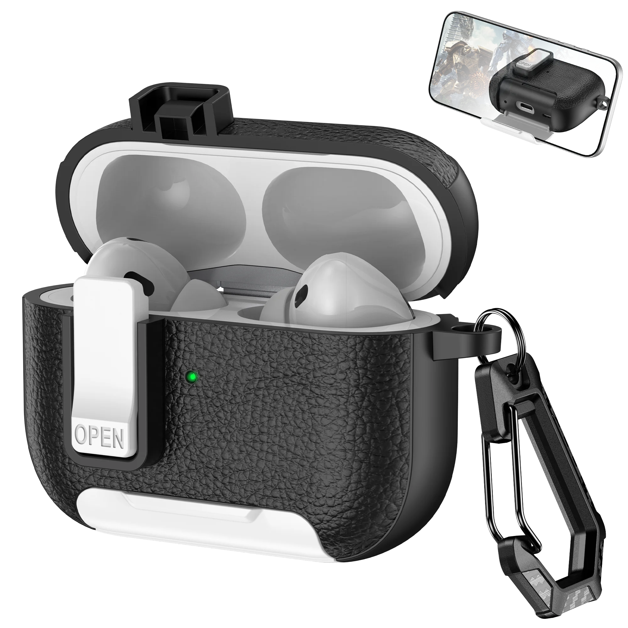 Phone Holder cortex Case For AirPods Pro 3  Bluetooth headset Cover For AirPods Pro 2 or AirPods 1 2 3 4 Pro Case With Hook