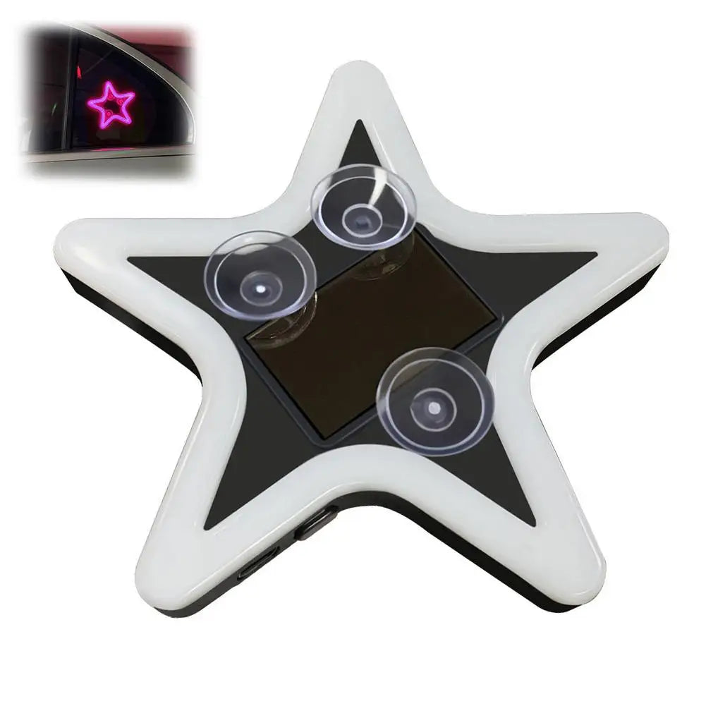 Solar Powered Solar Car Window Lights Car Accessories Star Shaped Wireless Star Car Lights Auto On Off Car Atmosphere Lights