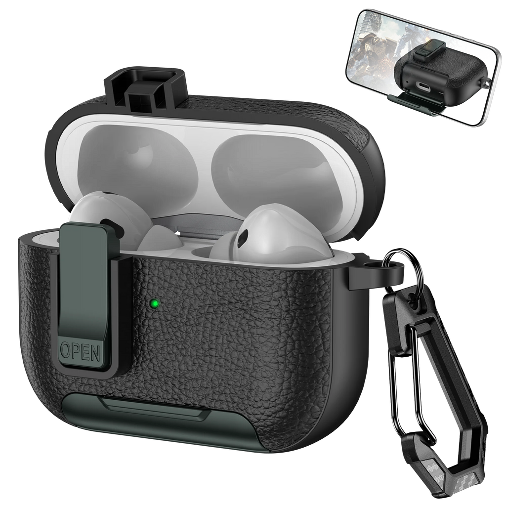 Phone Holder cortex Case For AirPods Pro 3  Bluetooth headset Cover For AirPods Pro 2 or AirPods 1 2 3 4 Pro Case With Hook
