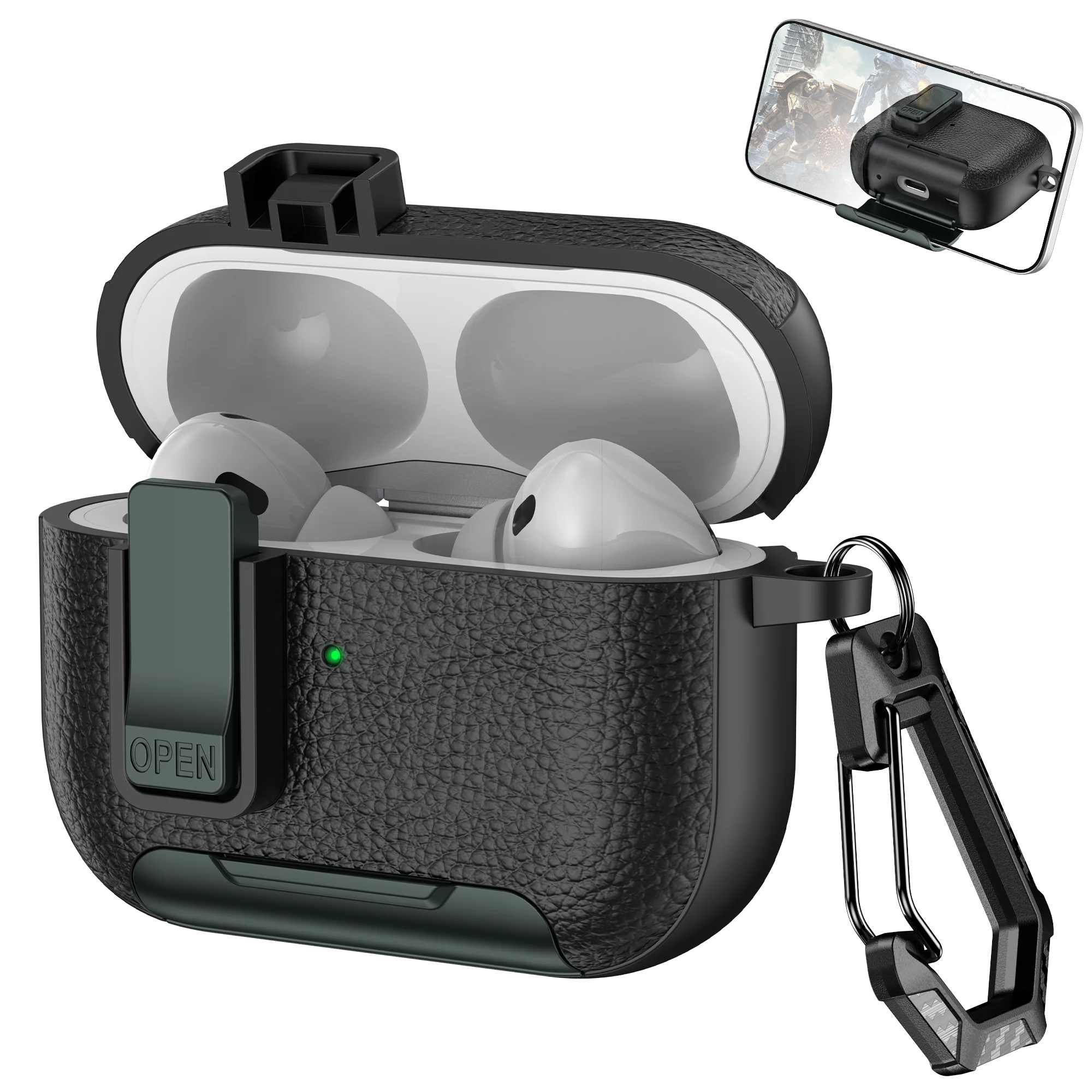 Phone Holder cortex Case For AirPods Pro 3  Bluetooth headset Cover For AirPods Pro 2 or AirPods 1 2 3 4 Pro Case With Hook